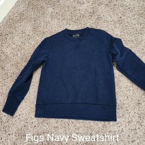 Figs Women Tracksuit Crewneck Sweater Small Navy Blue Sweatshirt Scrubs